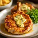 air fryer pork chops with garlic herb butter - featured image