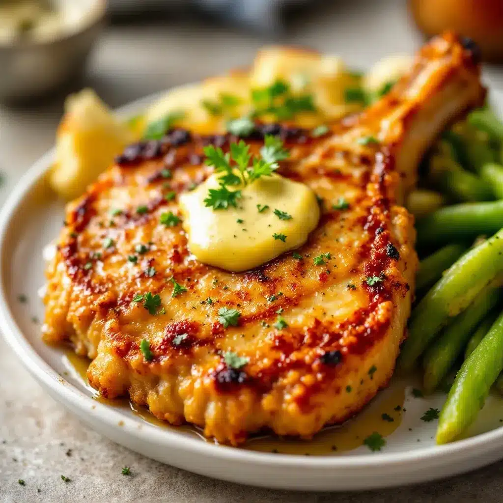 air fryer pork chops with garlic herb butter preparation steps