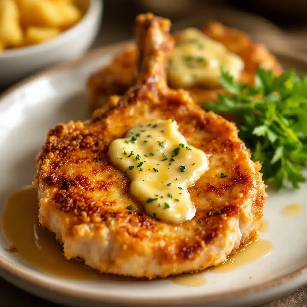 air fryer pork chops with garlic herb butter - featured image
