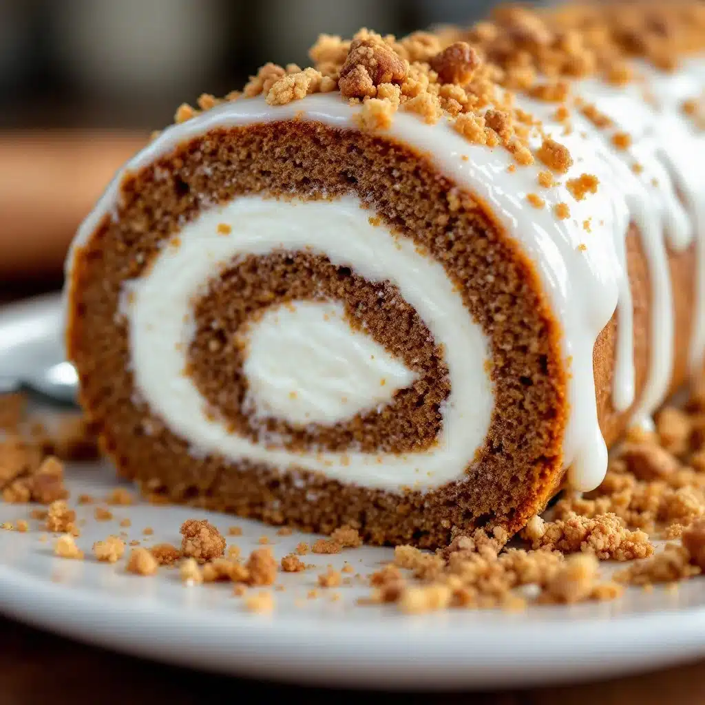 best iced pumpkin roll with cream cheese filling - featured image