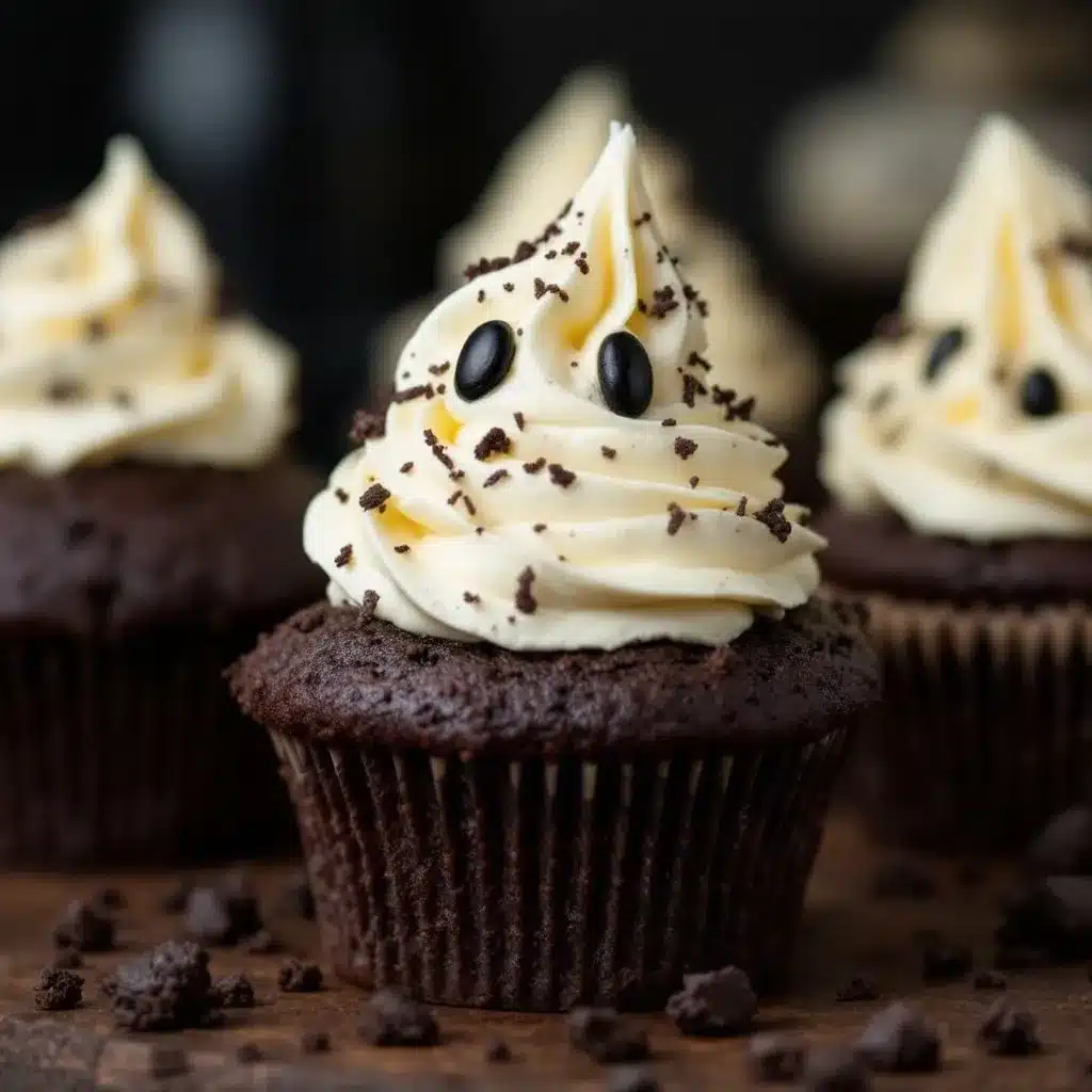 black cocoa ghost cupcakes preparation steps