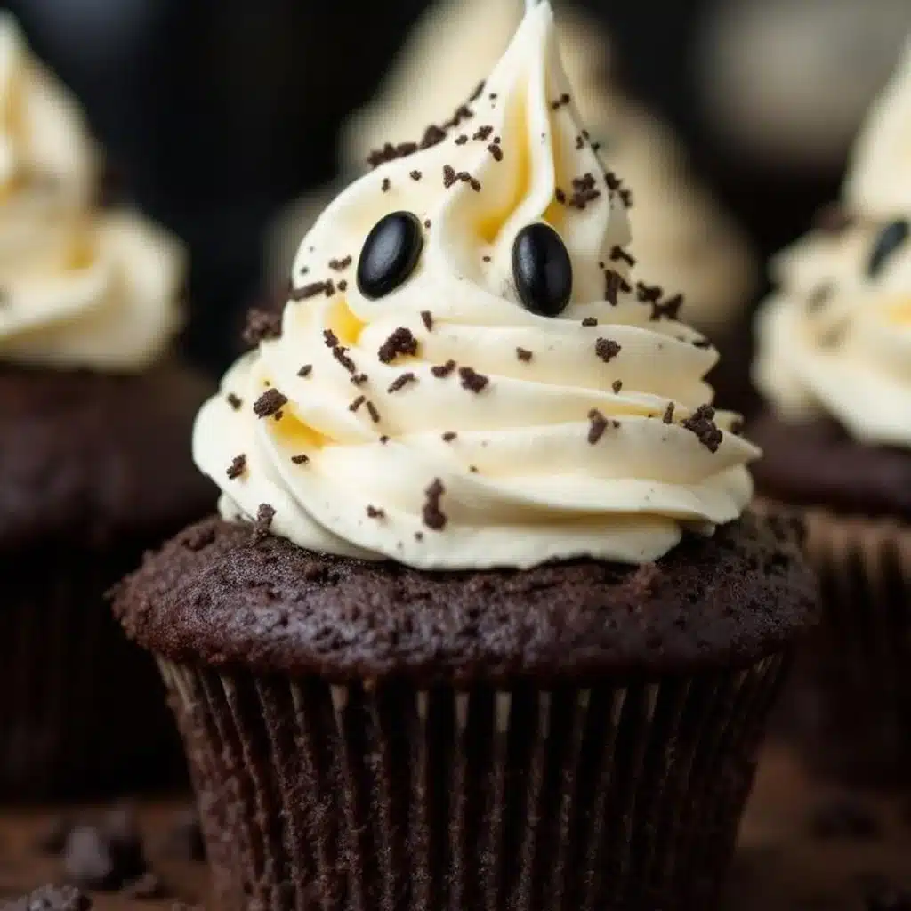 black cocoa ghost cupcakes - featured image
