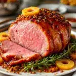 brown sugar glazed ham with pineapple - featured image