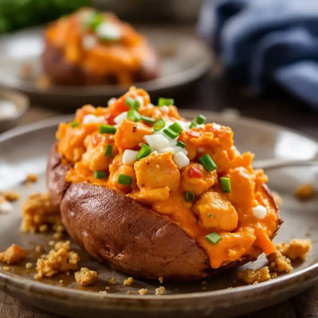 buffalo chicken stuffed sweet potatoes preparation steps