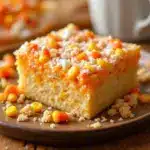 candy corn sugar cookie bars - featured image