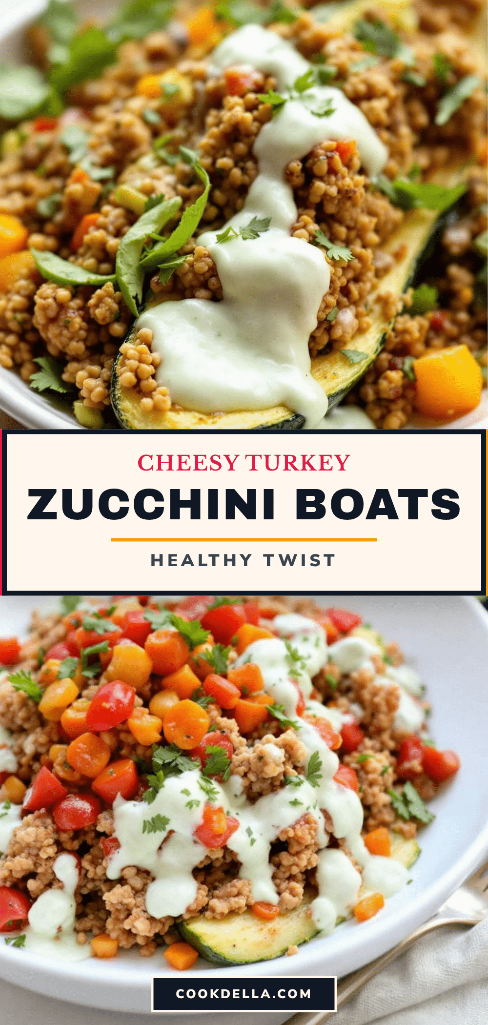 cheesy baked zucchini boats with ground turkey recipe