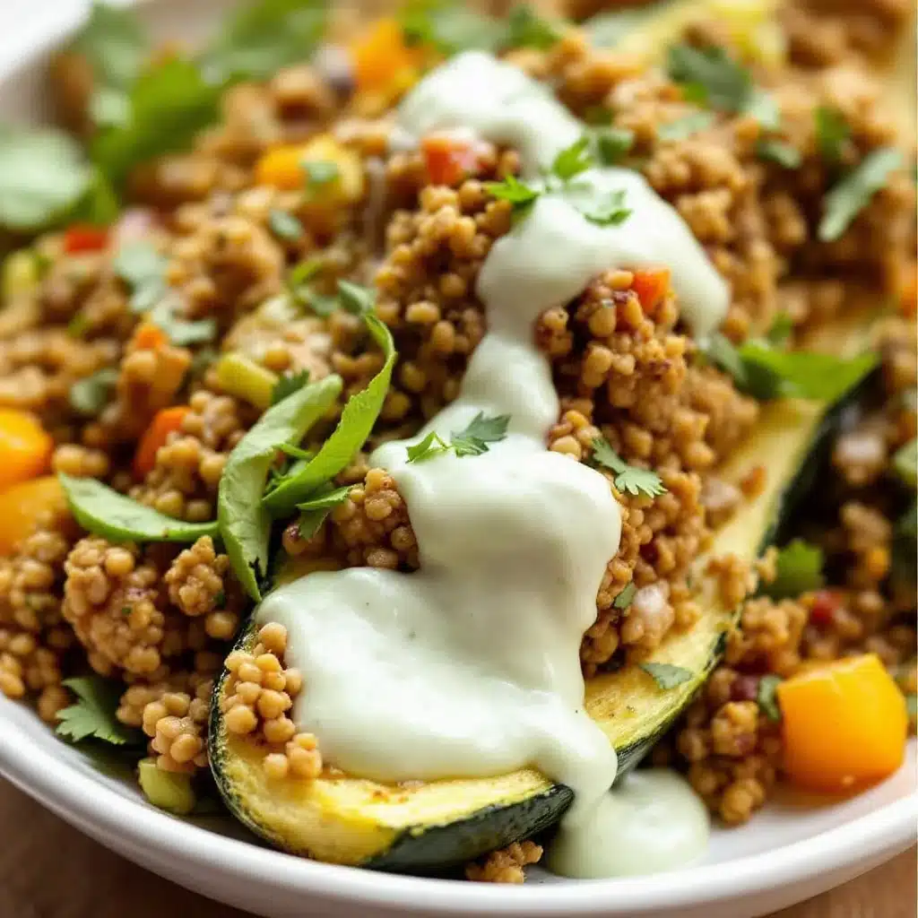 cheesy baked zucchini boats with ground turkey - featured image