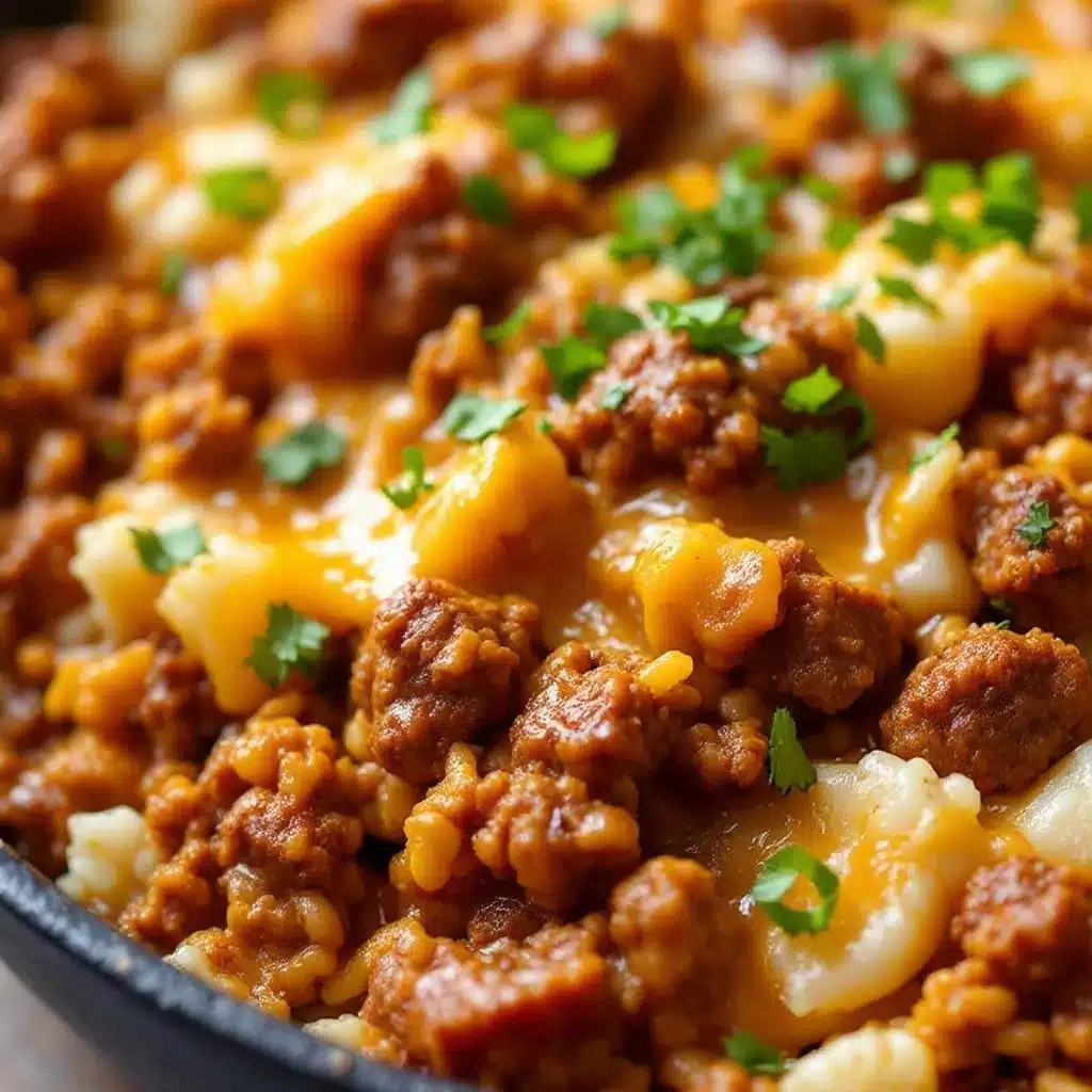 cheesy ground beef and rice skillet - featured image