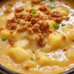 creamy crockpot cheeseburger potato soup - featured image