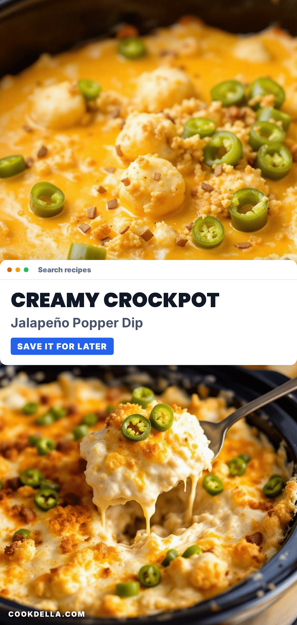 creamy crockpot jalapeño popper dip recipe