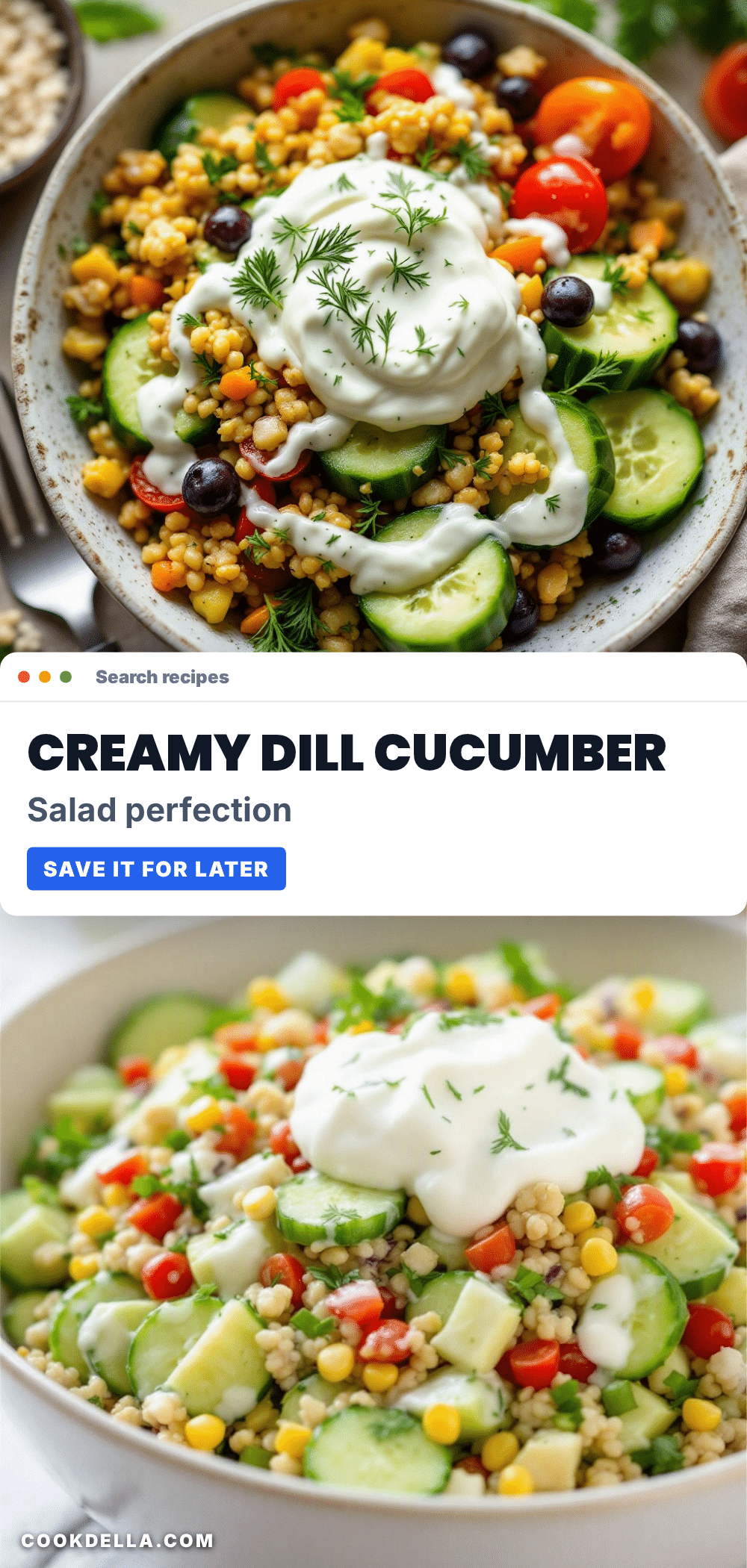creamy cucumber salad with dill and sour cream recipe