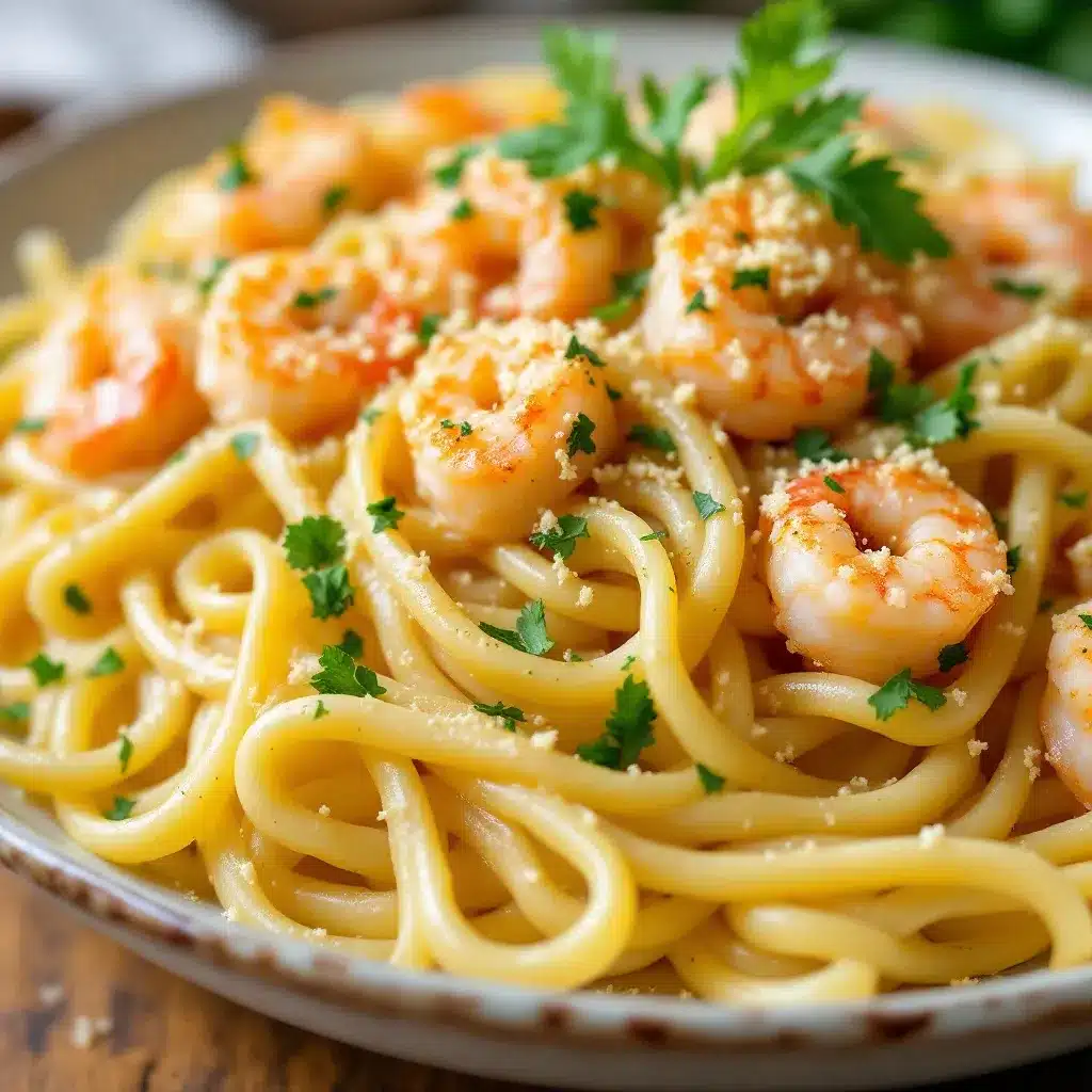 creamy garlic butter shrimp scampi pasta preparation steps