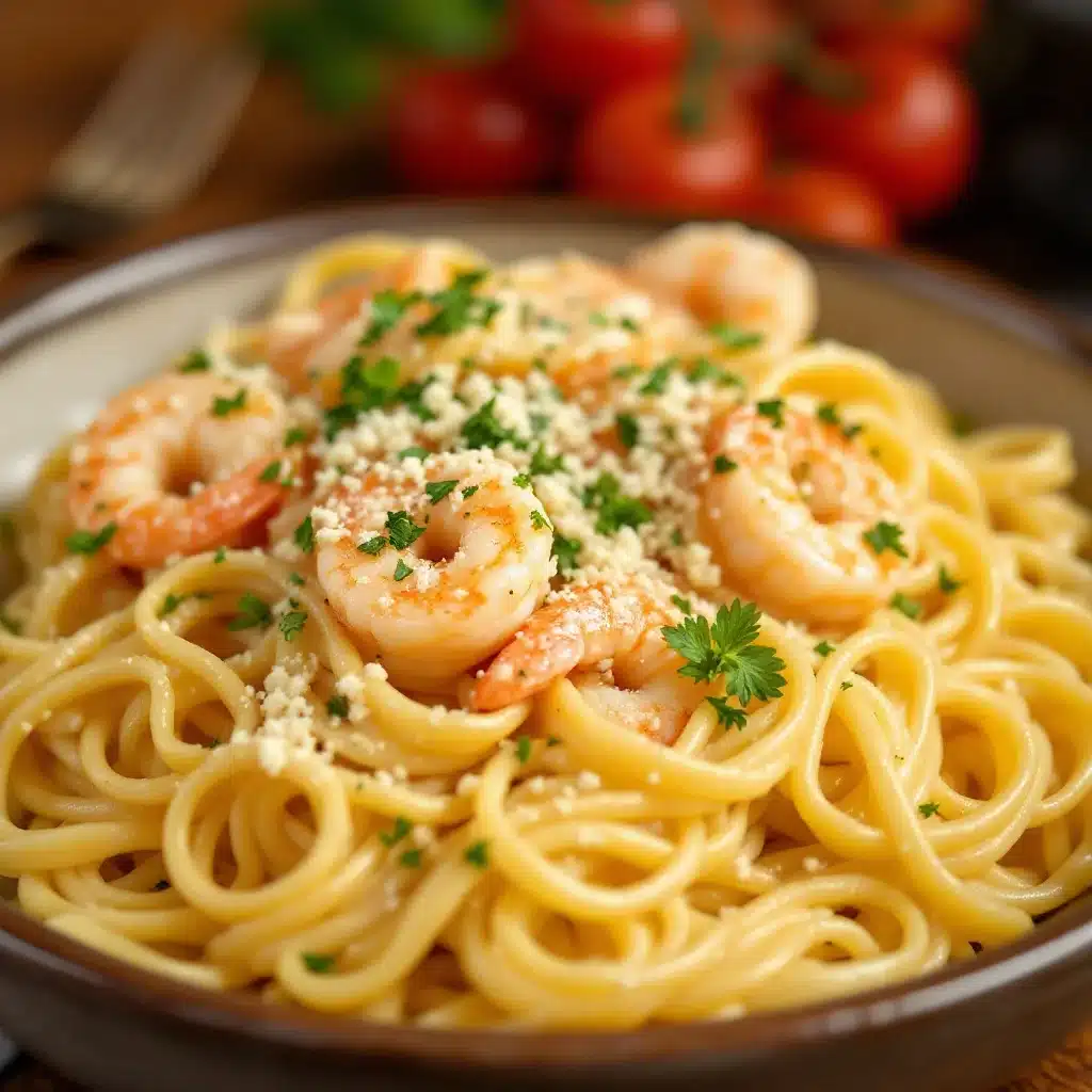 creamy garlic butter shrimp scampi pasta - featured image