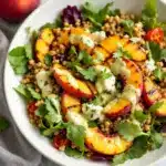 creamy grilled peach burrata salad - featured image