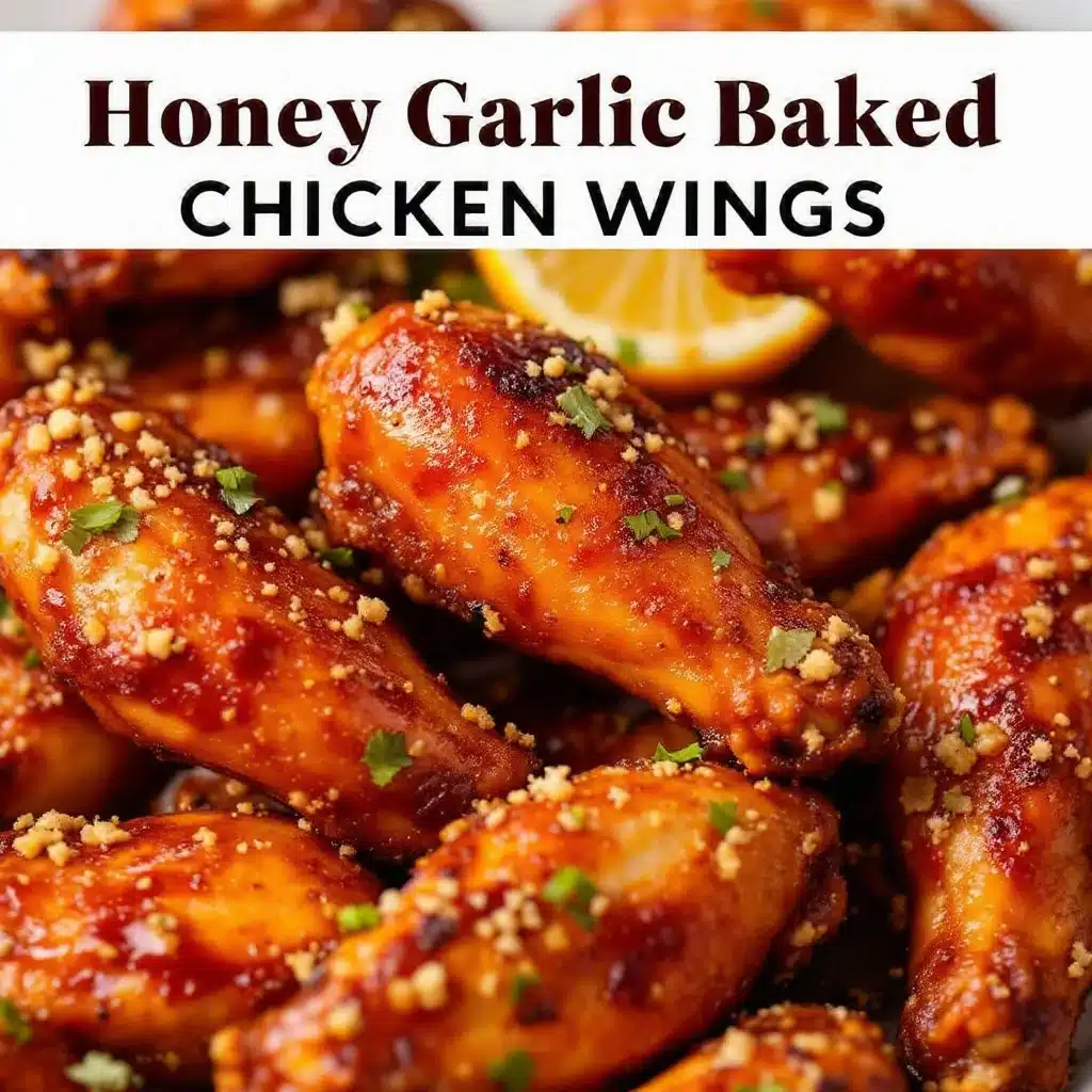 crispy honey garlic baked chicken wings - featured image