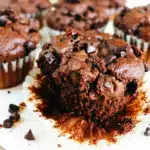 double chocolate zucchini muffins - featured image