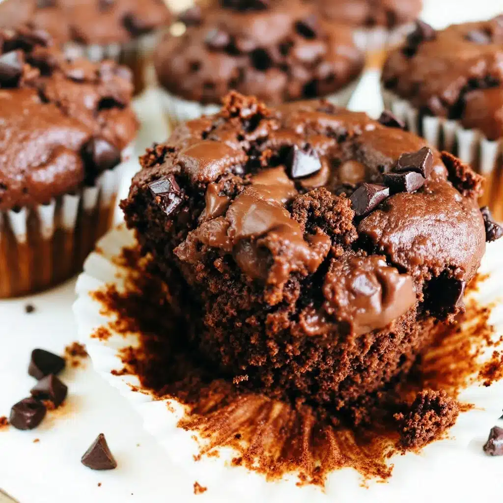 double chocolate zucchini muffins - featured image