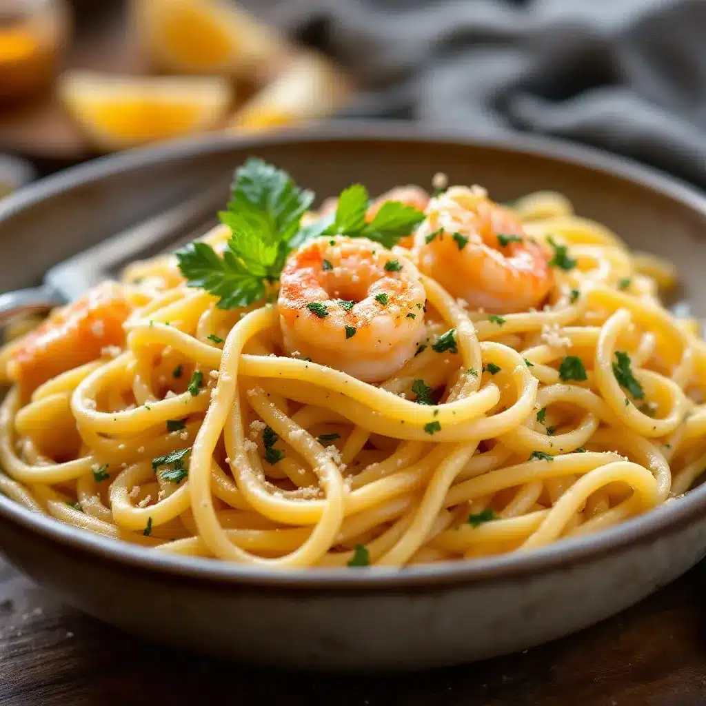 easy garlic butter shrimp pasta preparation steps