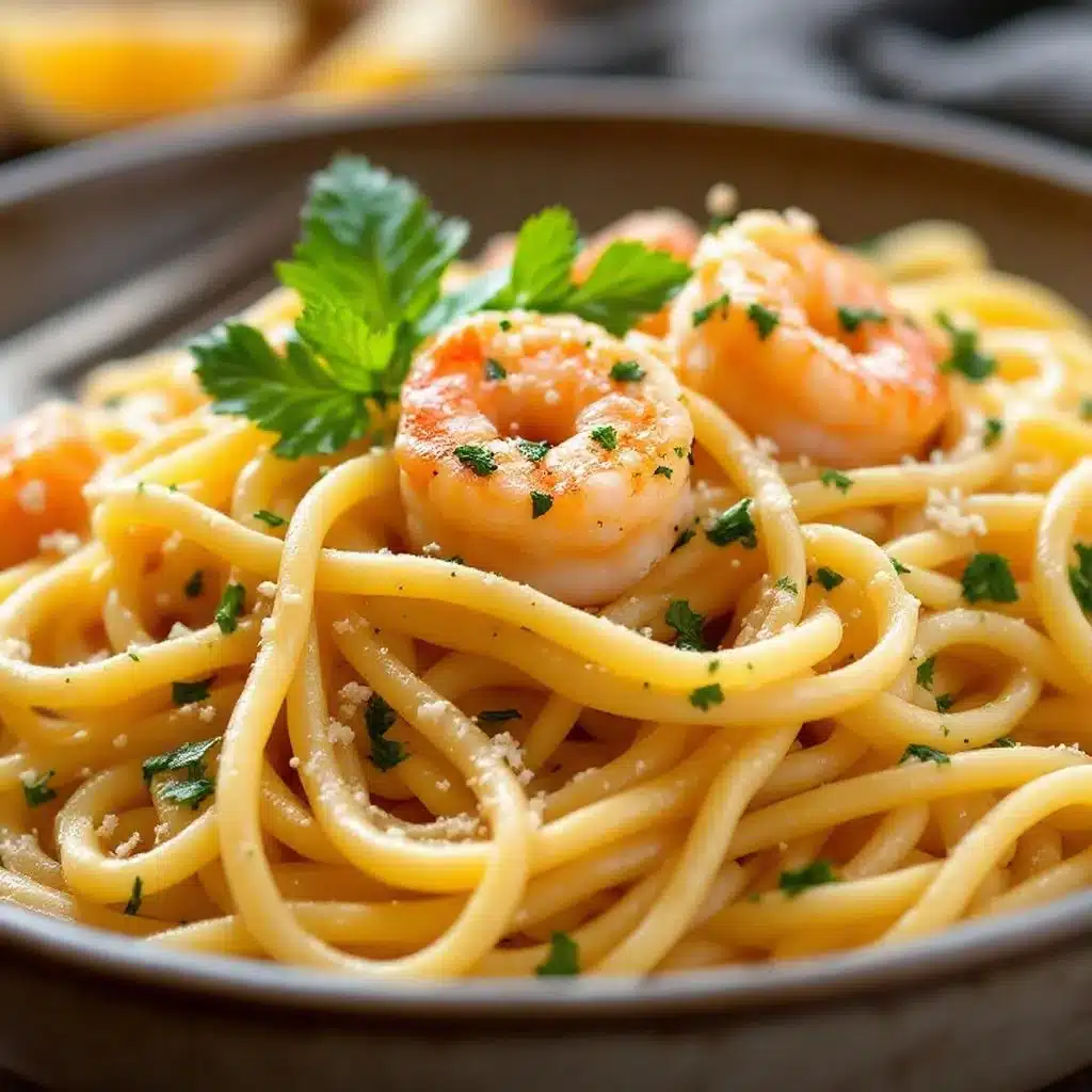 easy garlic butter shrimp pasta - featured image
