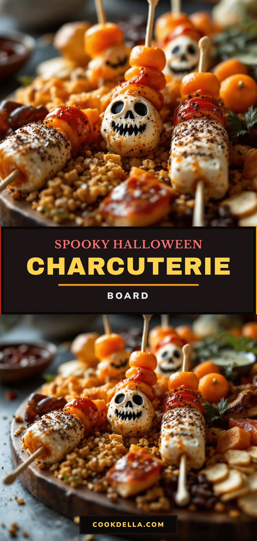 Easy Halloween Charcuterie Board with Spooky Skewers recipe