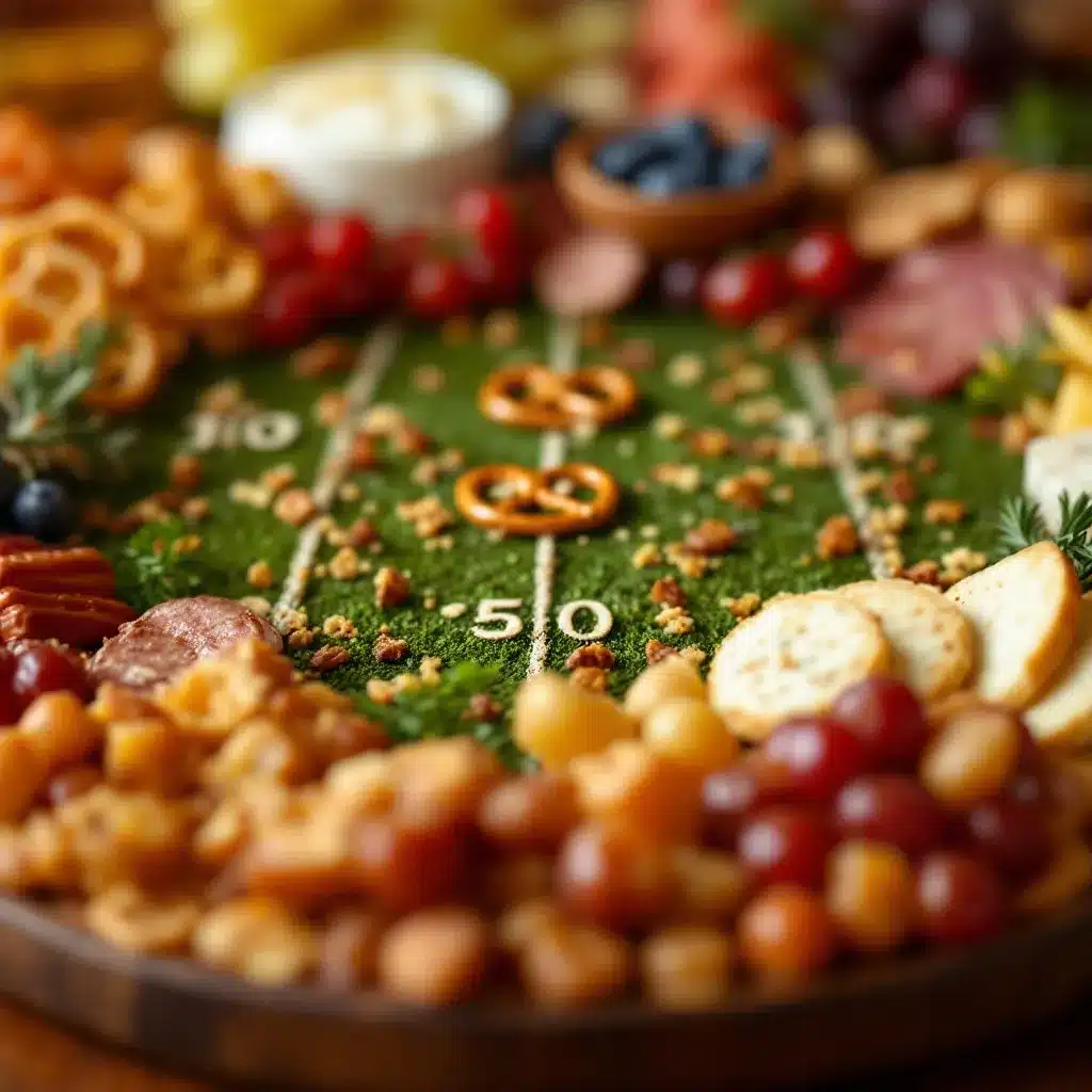 football field charcuterie board preparation steps