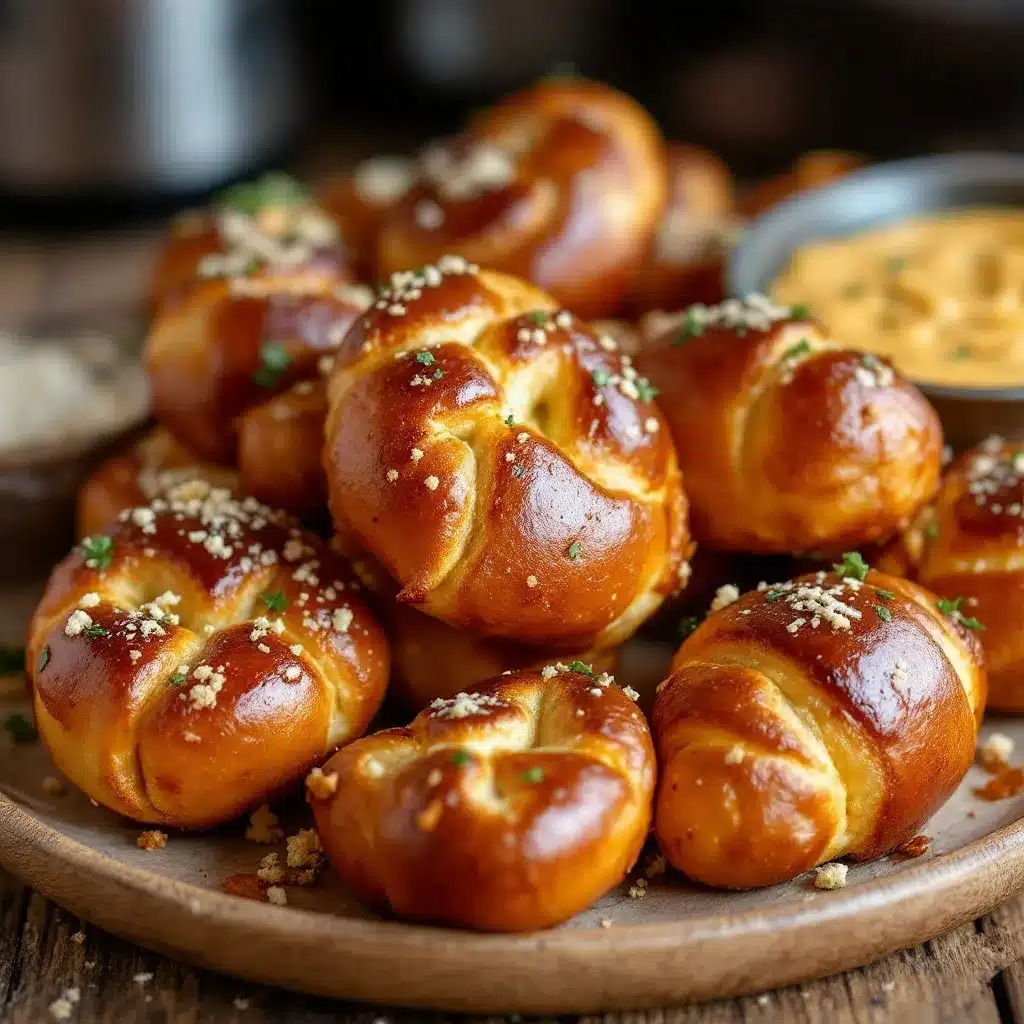 football pretzel bites with beer cheese dip preparation steps