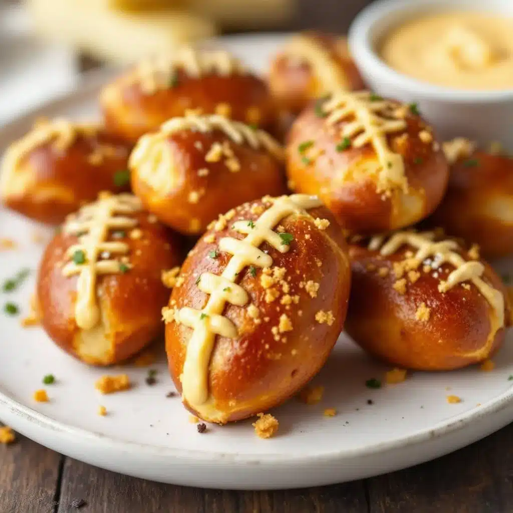 football pretzel bites with beer cheese dip - featured image