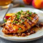 grilled bourbon peach bbq chicken - featured image