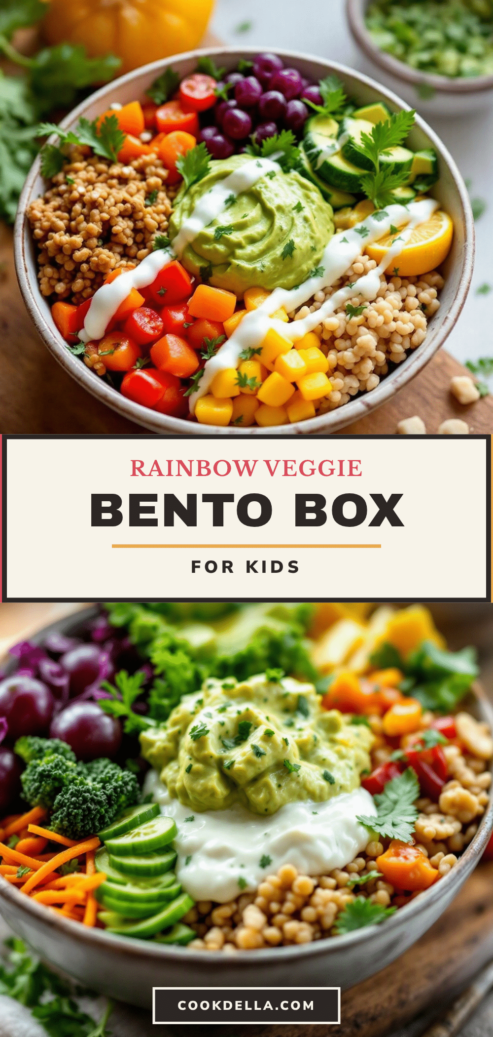 Healthy Rainbow Veggie Bento Box for Kids recipe