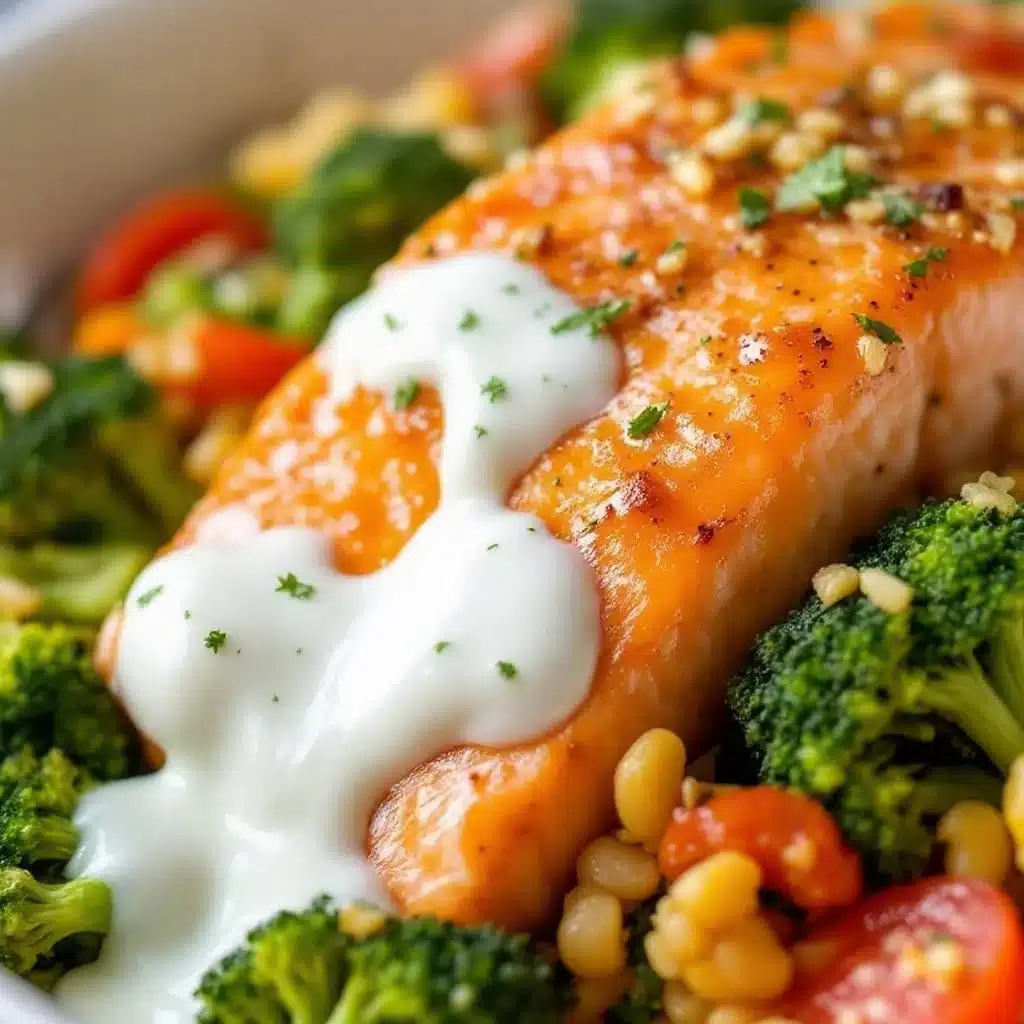 honey garlic baked salmon with broccoli - featured image