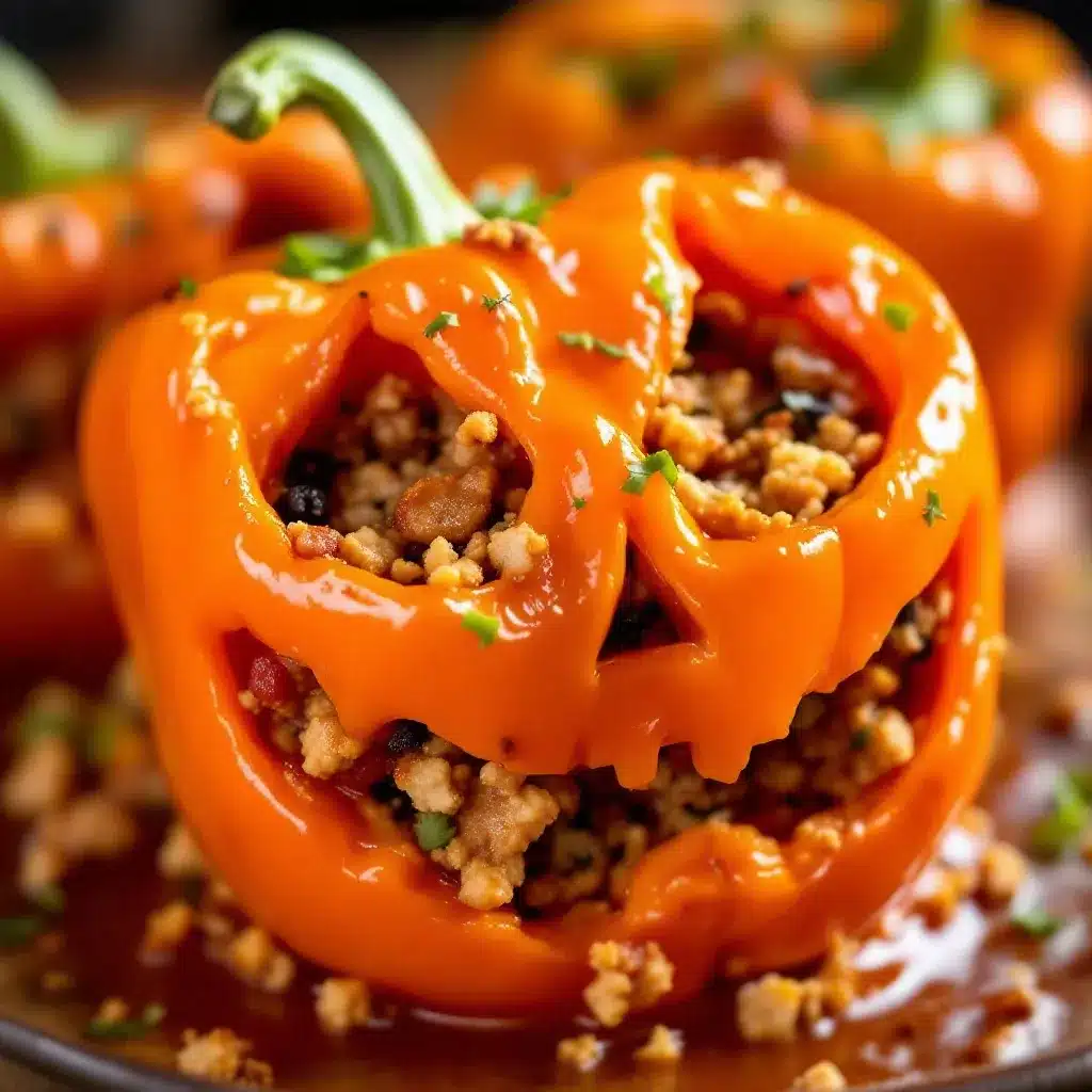 jack-o-lantern stuffed bell peppers preparation steps