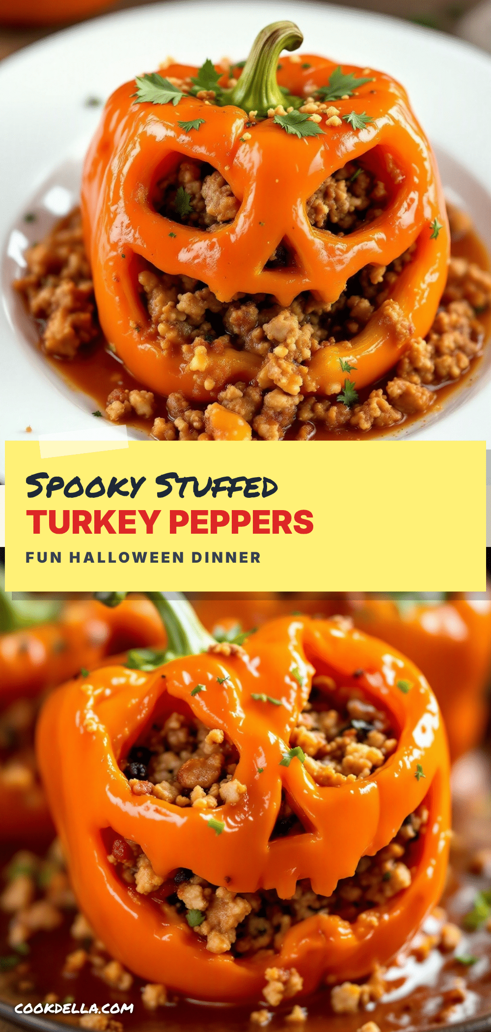 jack-o-lantern stuffed bell peppers recipe