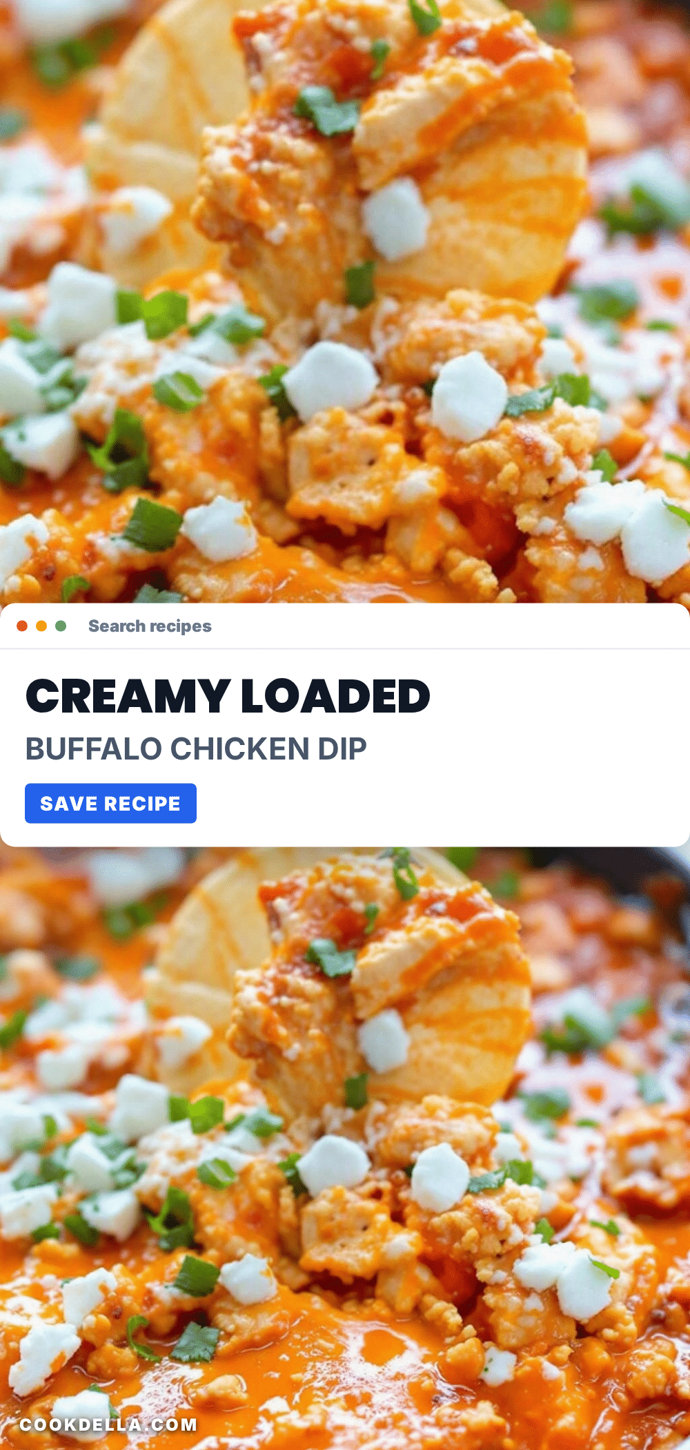 Loaded Buffalo Chicken Dip with Blue Cheese recipe