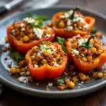 Mediterranean chickpea and feta stuffed mini peppers - featured image