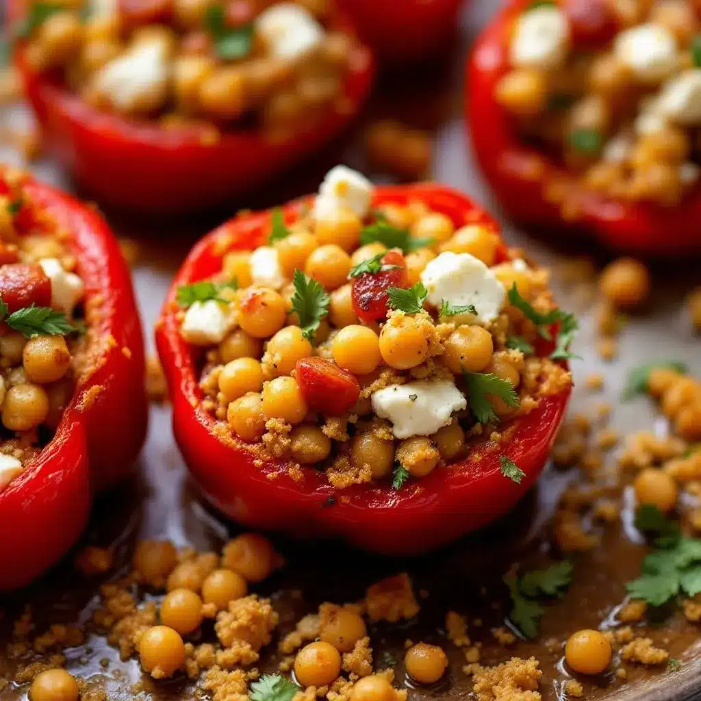 Mediterranean chickpea and feta stuffed mini peppers preparation steps