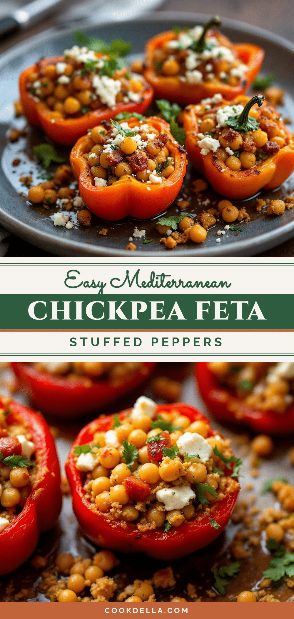 Mediterranean chickpea and feta stuffed mini peppers recipe