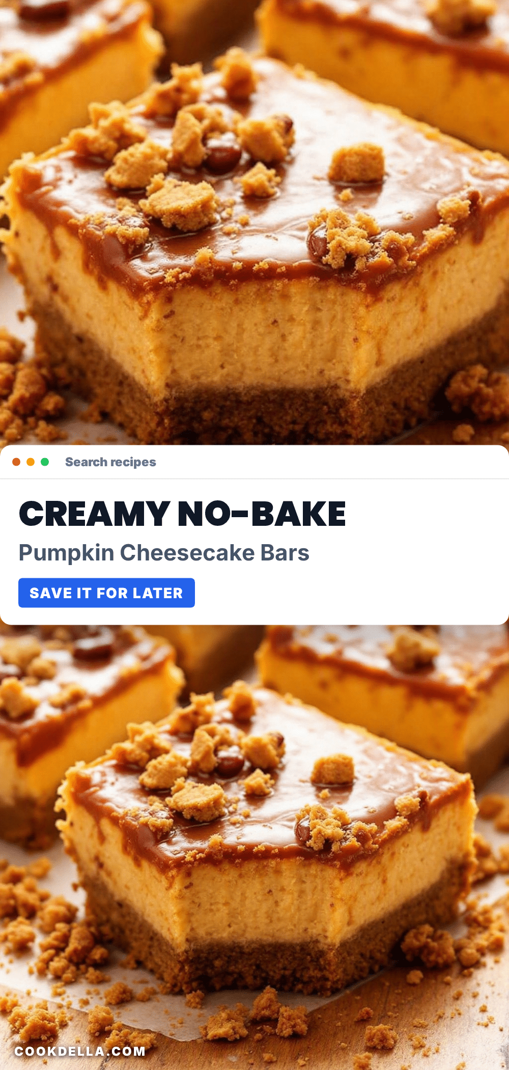 no-bake pumpkin cheesecake bars recipe