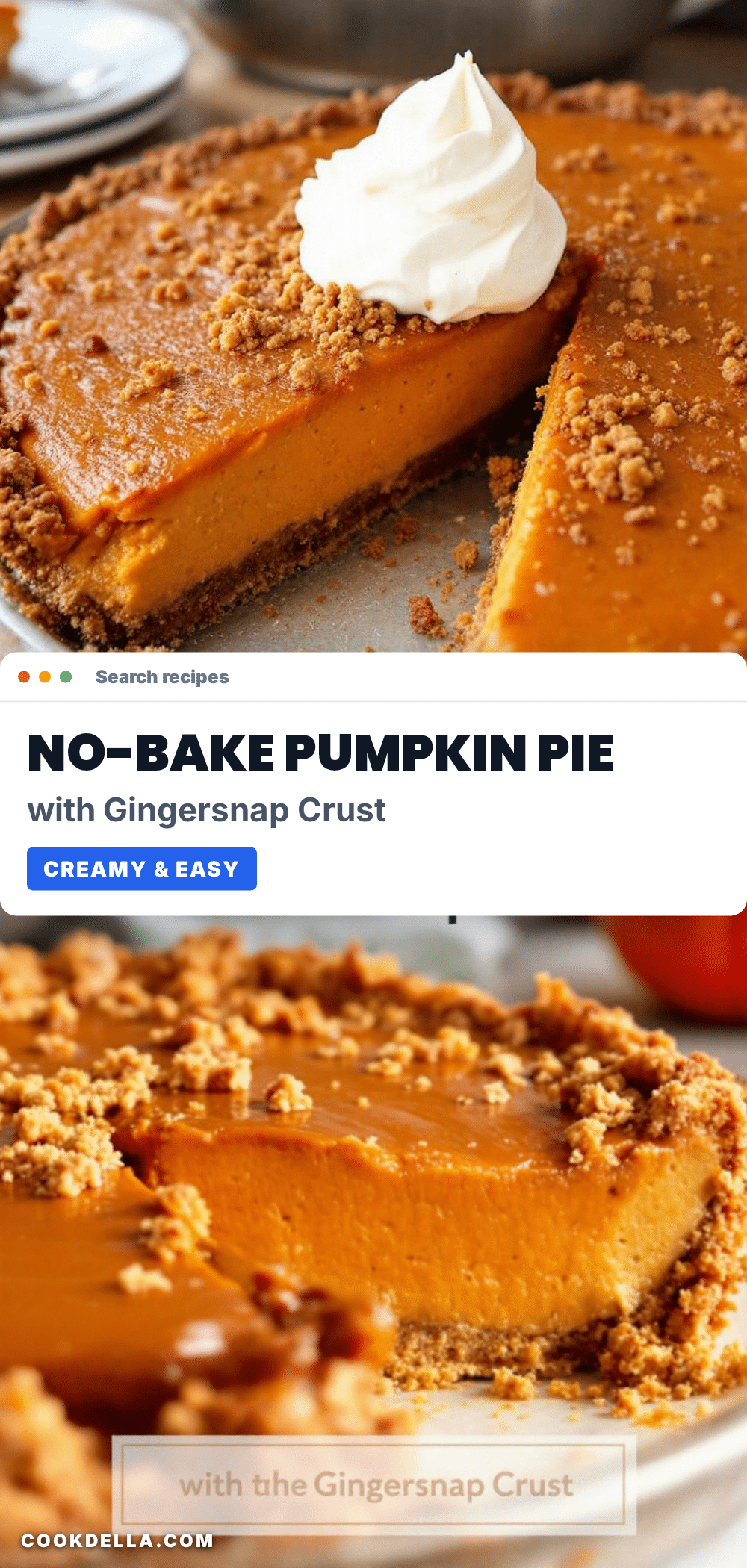 no-bake pumpkin pie with gingersnap crust recipe