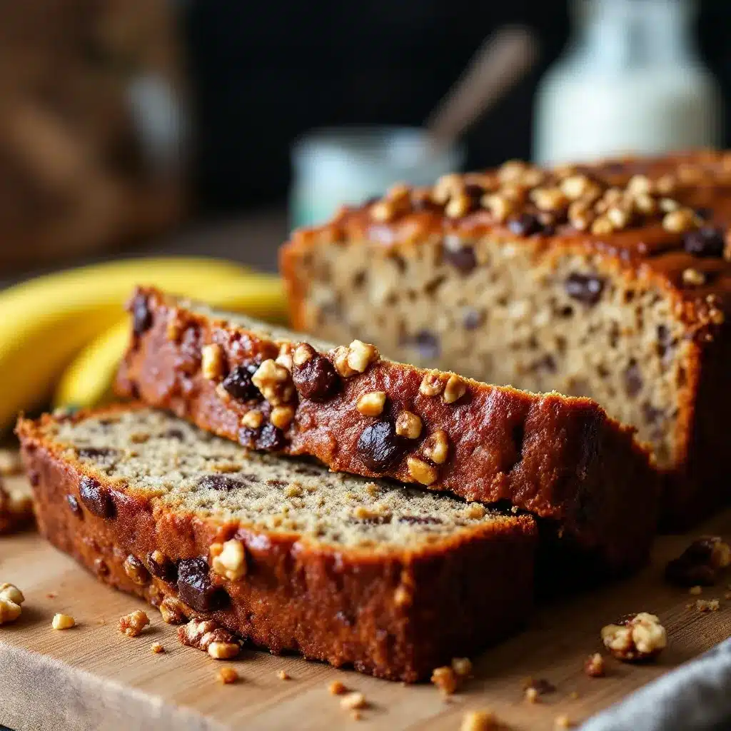 no-knead banana bread with walnuts preparation steps