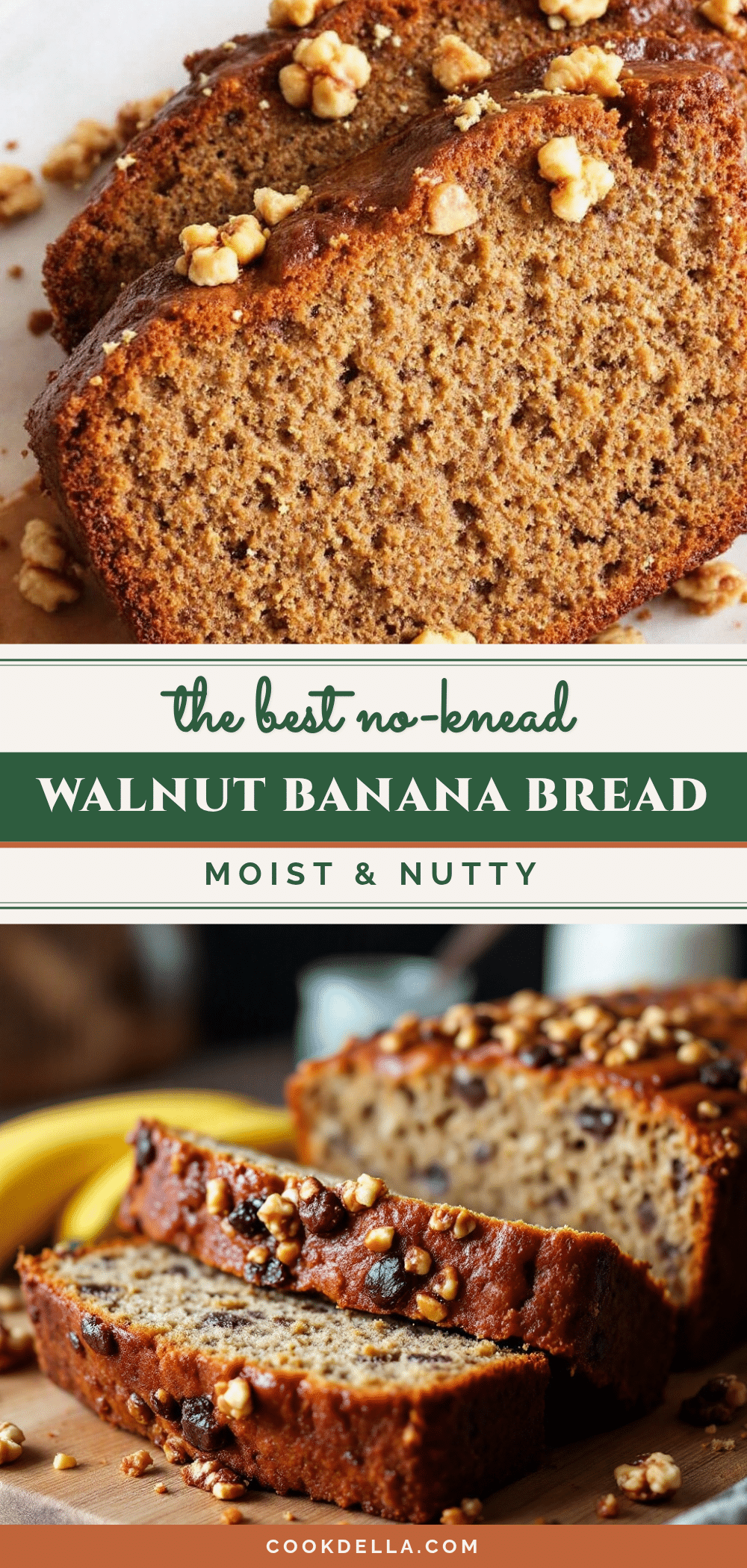 no-knead banana bread with walnuts recipe