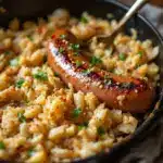 oktoberfest bratwurst and sauerkraut skillet - featured image