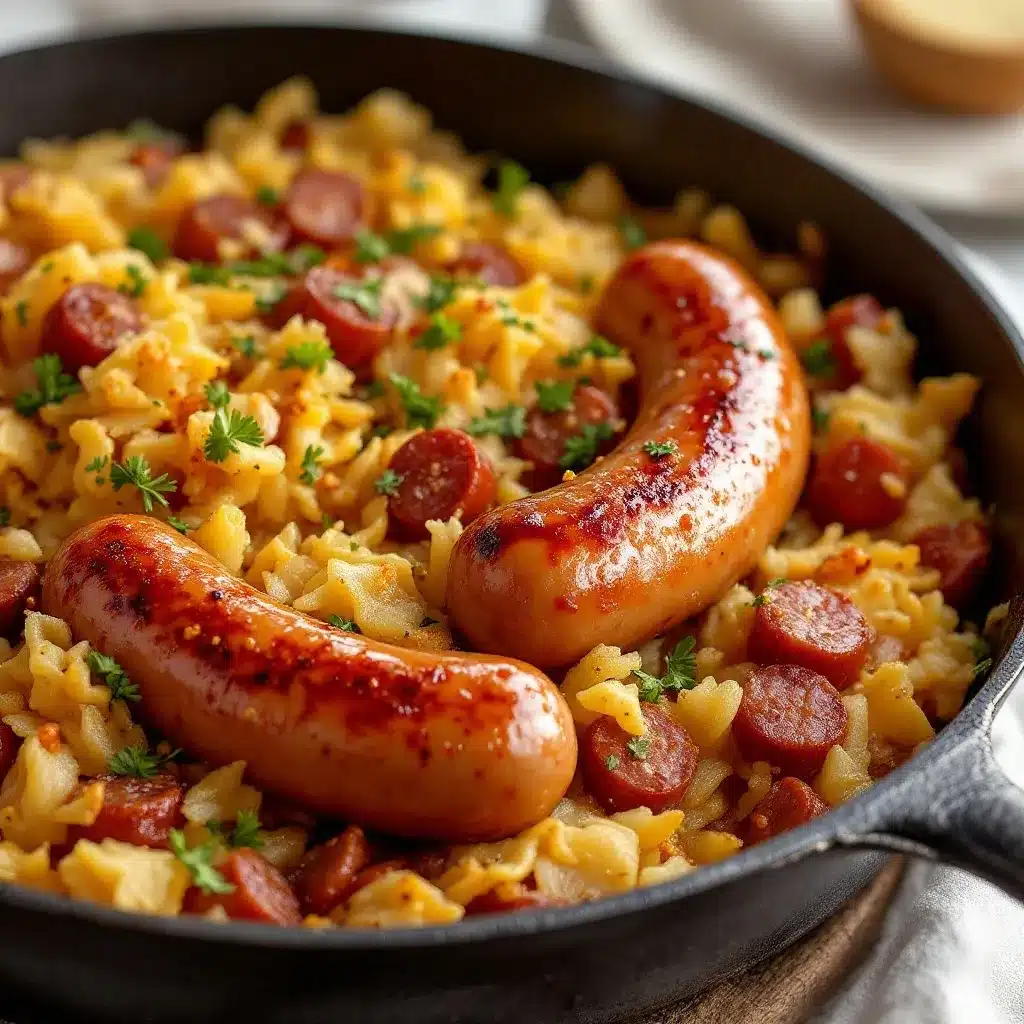 oktoberfest bratwurst and sauerkraut skillet preparation steps