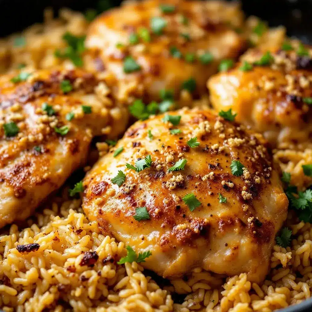 one-pan garlic butter chicken thighs with rice preparation steps