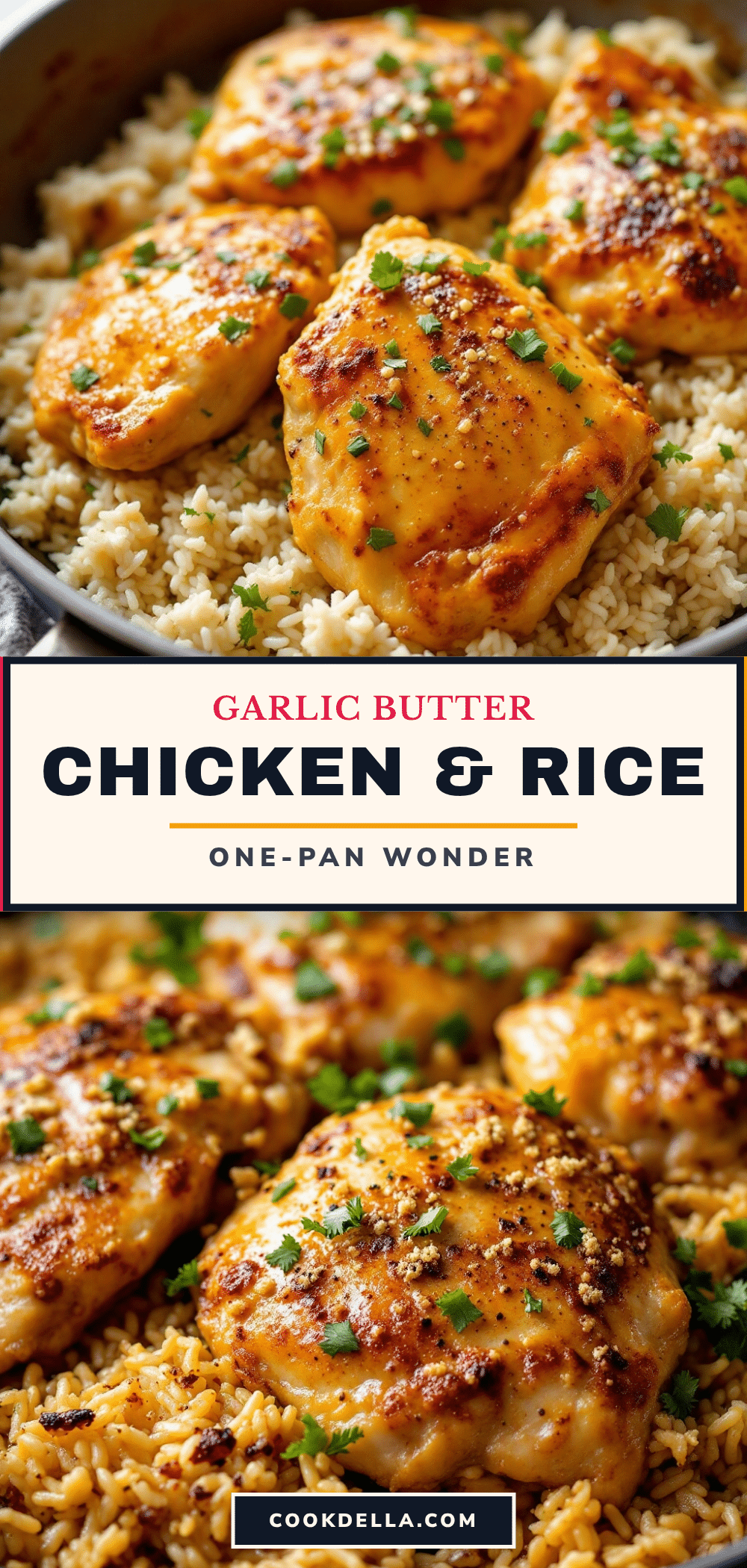 one-pan garlic butter chicken thighs with rice recipe