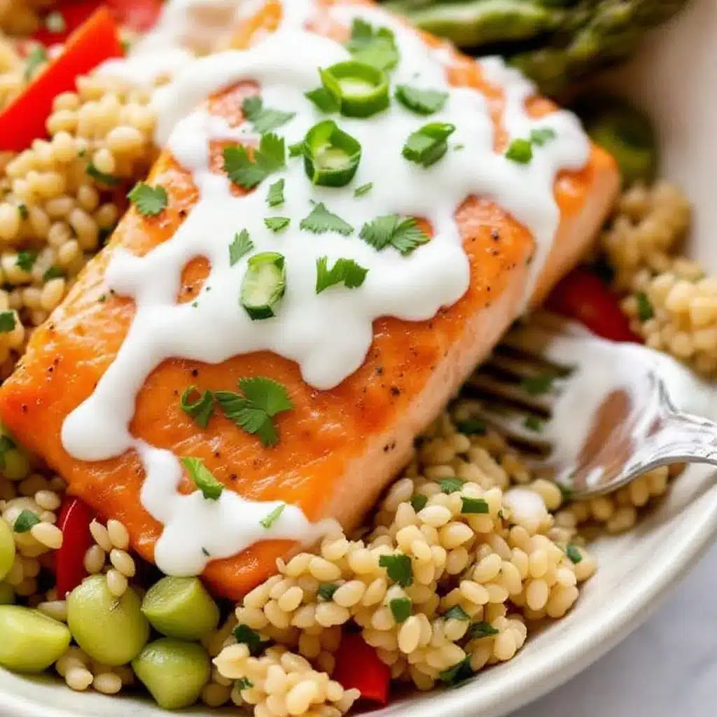 one pan lemon garlic butter salmon with asparagus - featured image