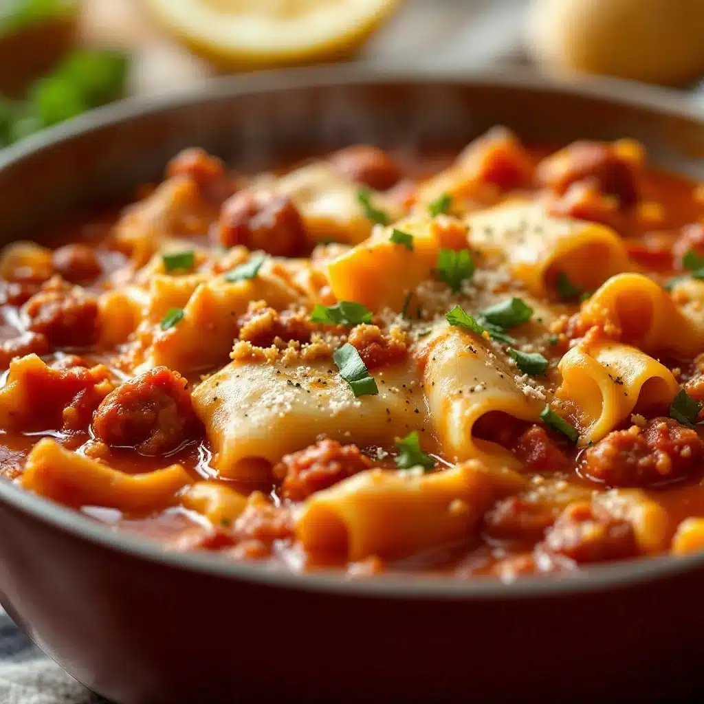 one pot lasagna soup with italian sausage - featured image