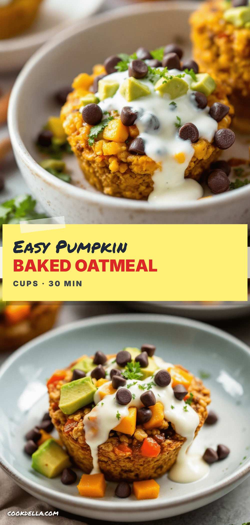 pumpkin chocolate chip baked oatmeal cups recipe