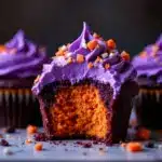 purple orange pastel halloween cupcakes - featured image