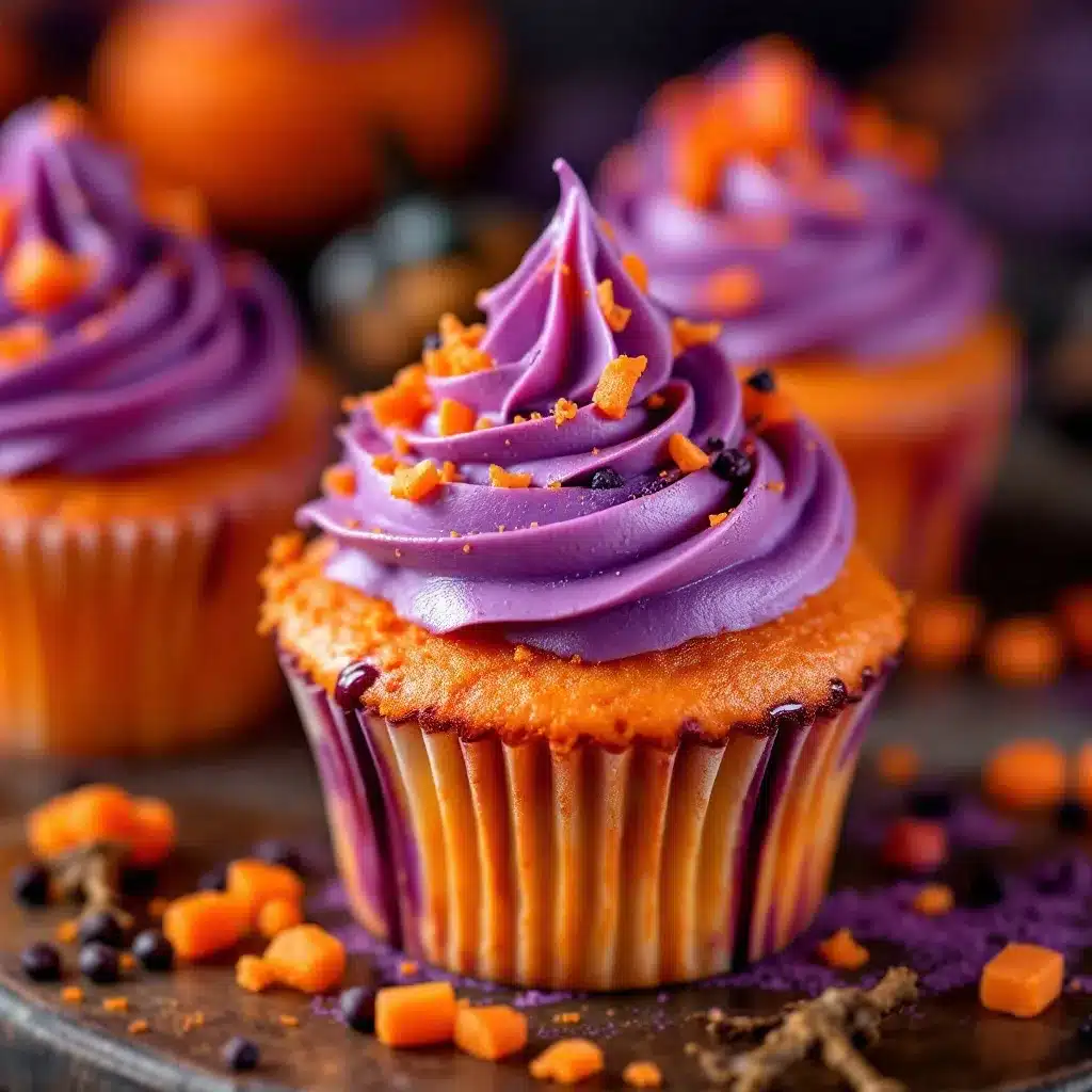 purple orange pastel halloween cupcakes preparation steps