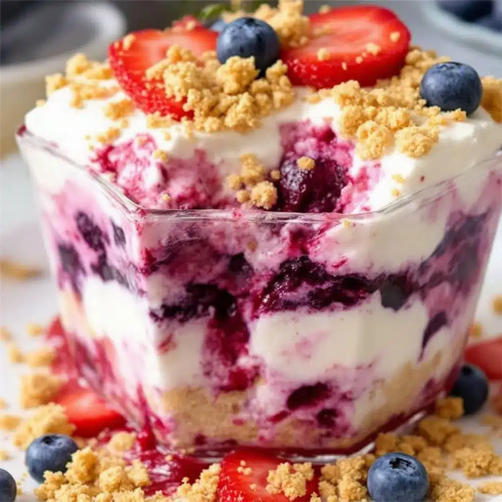 red white and blue berry trifle preparation steps
